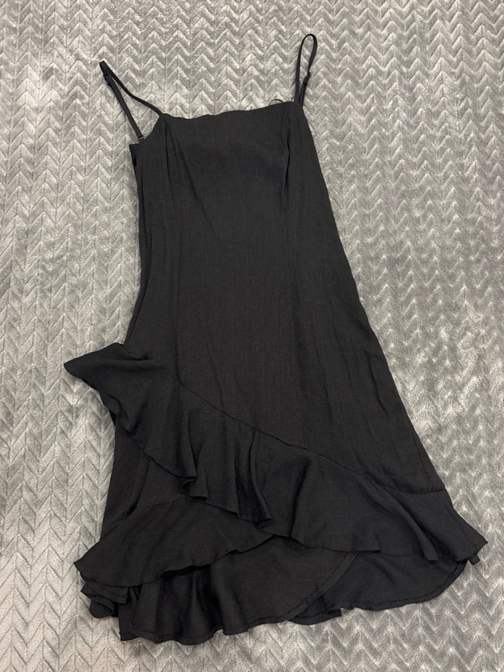 Francesca's Collections Black Ruffle Slip Mini Dress